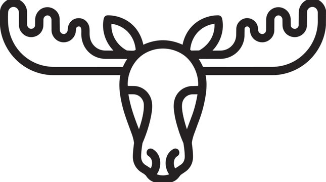 Moose Head Line Art Drawing.