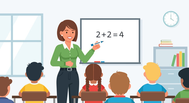 Female Teacher in a Classroom Setting.