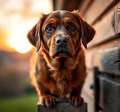 Portrait of Brown Labrador Dog on Wall Mount