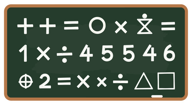 Mathematical symbols on blackboard.
