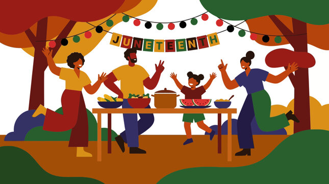 African American Family Celebrating Juneteenth at Outdoor Picnic