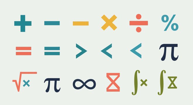 Mathematics Symbols Signs Icons Set.