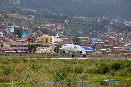 commercial jet makes its final approach into Alejandro Velasco Astete International Airport in Cusco, Peru &mdash; one of the world's most challenging and dramatic aviation environments.Sitting at 3,399 m.
