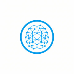 Obraz premium Digital brain network icon for artificial intelligence and machine learning