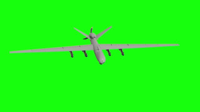 MQ-9 Reaper Drone in Flight on Digital Grid Background &ndash; Military UAV 3D Render