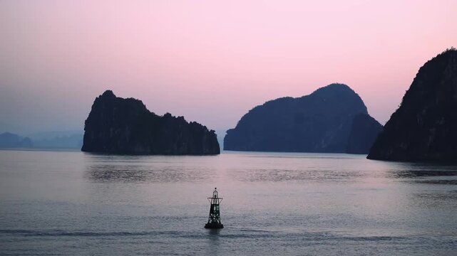 Water landscape with mountains and karst formations