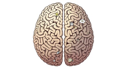 Obraz premium Colorful Brain Illustration Conceptual View of Brain Anatomy