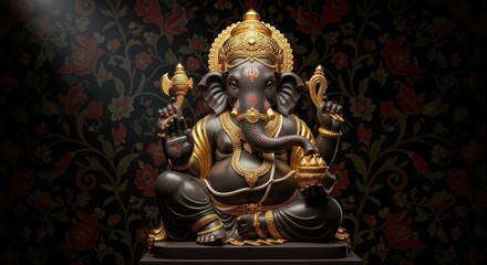 Fototapeta premium Majestic Ganesha Idol - A Symbol of Wisdom and Prosperity.