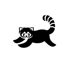 Obraz premium Minimalist Black and White Red Panda Running Silhouette Illustration