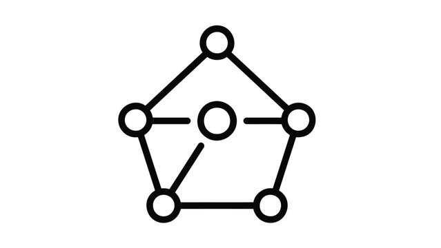 Graphical representation of a pentagonal structure with an internal node and connections Vector