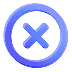 Obraz premium Close cancel delete x mark exit remove stop blue glass 3d icon 
