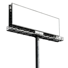 Obraz premium Blank billboard on a pole isolated on transparent background