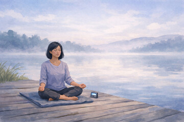 Fototapeta premium Lakeside Meditation Boardwalk