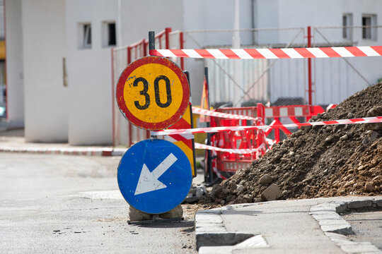 Road works signage