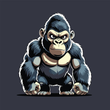 vector image of a cute angry gorilla