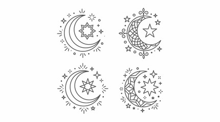Moon phases with star designs. © Fauzi