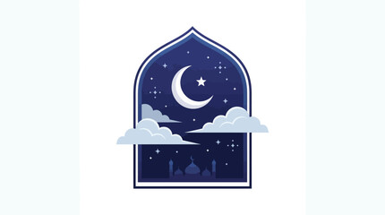 Islamic crescent moon and star symbol. © Fauzi
