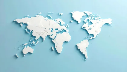 Plexiglas schilderij Wereldkaart A white 3D world map on a blue background  © Zajan