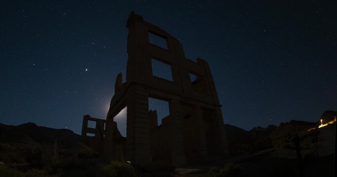 Rhyolite Ghost Town Abandoned Building Night Sky Death Valley
