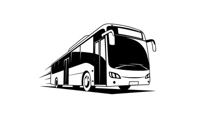 Urban city bus low angle dynamic perspective vector illustration transport in motion isolated on white background © MdRabbi