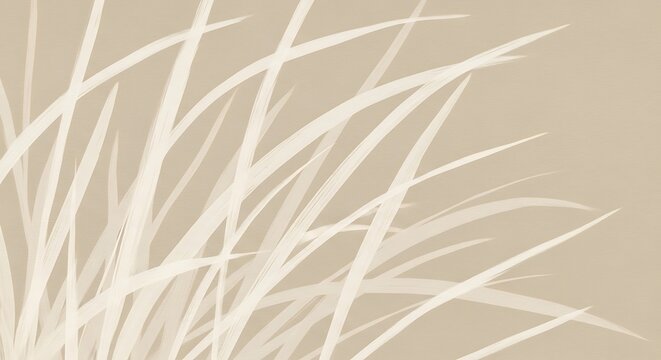 Soft beige illustration of long, thin, light-colored blades of grass with subtle shading