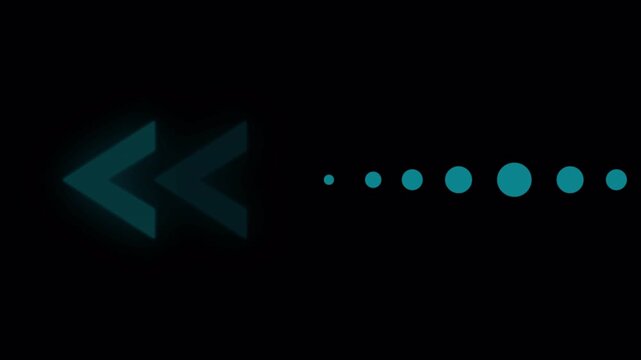 Minimal Media Navigation UI Animation with Rewind Arrow and Progress Dots, Clean Interface Overlay Loop
