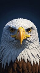 Fototapeta premium Majestic Bald Eagle Close-Up with Intense Gaze Against a Dark Background.