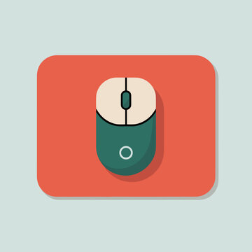 Computer mouse on a rectangular red mousepad top view