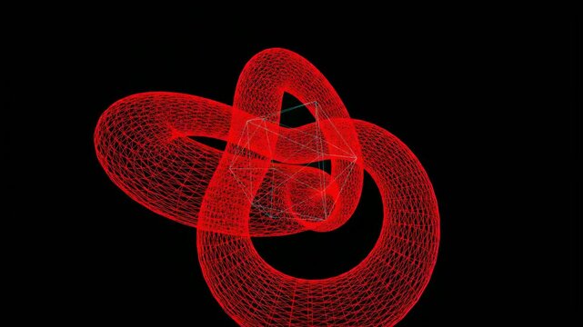3d abstract rabbit head glowing in vibrant red neon light