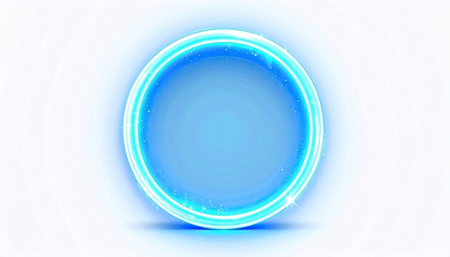 Glowing blue orb with halo effect and sparkles on a white background