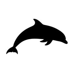Fototapeta premium Black silhouette of a dolphin swimming.