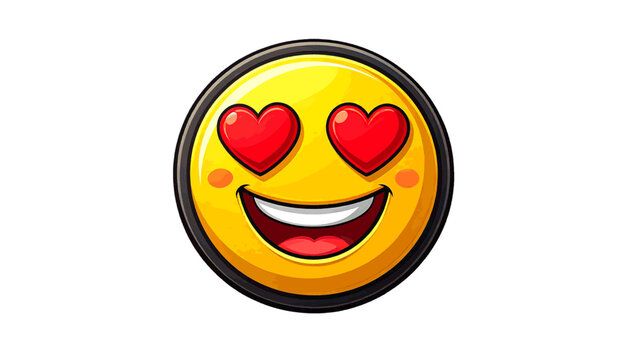 Smiling emoji with heart eyes shown as love emotion expression icon in clean illustration style vector