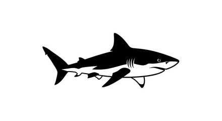 Fototapeta premium Black silhouette of a shark swimming.
