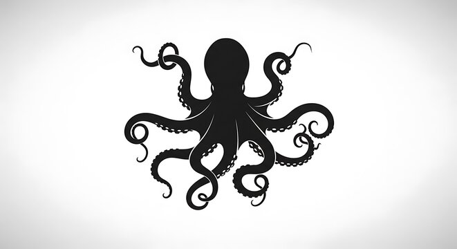 Black silhouette of an octopus.