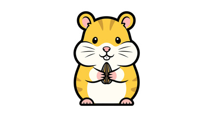 Fototapeta premium A cute hamster holds a seed standing indoors looking happy