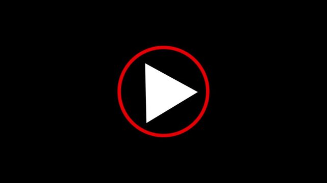4k Play Button Animation on Black Background Video Player Media Control Icon,play icon, video play icon for website and mobile design animation on black background. glowing play button animation.