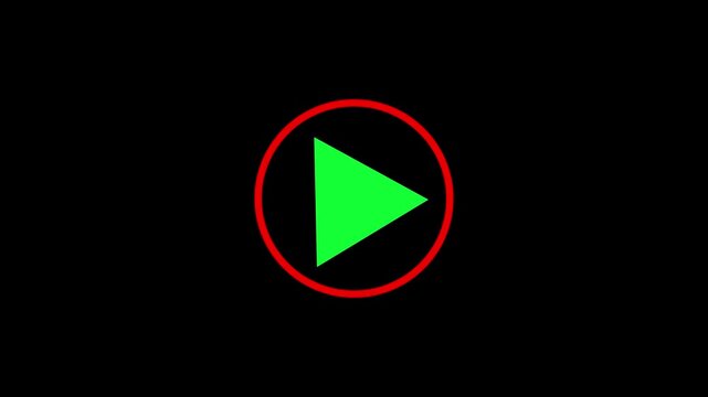 4k Play Button Animation on Black Background Video Player Media Control Icon,play icon, video play icon for website and mobile design animation on black background. glowing play button animation.