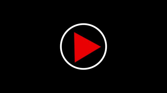 4k Play Button Animation on Black Background Video Player Media Control Icon,play icon, video play icon for website and mobile design animation on black background. glowing play button animation.