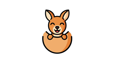 Fototapeta premium Cute cartoon illustration of a smiling kangaroo in a playful pose outdoors