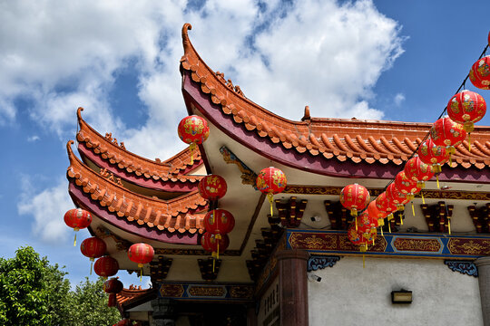 LOS ANGELES, CALIFORNIA - 2 APR 2026: Thien Hau Temple is dedicated to the ancient Tao Chinese sea goddess Mazu. Constructed in the 1980s by a group of ethnic Chinese boat people from Vietnam.