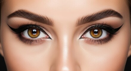 Obraz premium Woman with brown eyes and makeup.