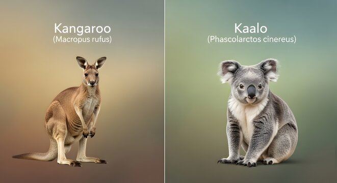 Kangaroo and koala side by side comparison
