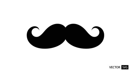 Obraz premium Black handlebar mustache icon, simple vector graphic on white background.