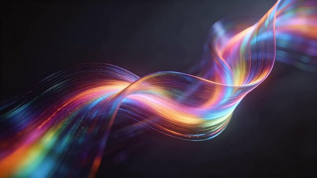 Colorful abstract ribbons with pink and blue flowing light