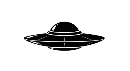 Flying Saucer UFO Silhouette, Extraterrestrial Spacecraft Icon, Sci-Fi Vector © Biru