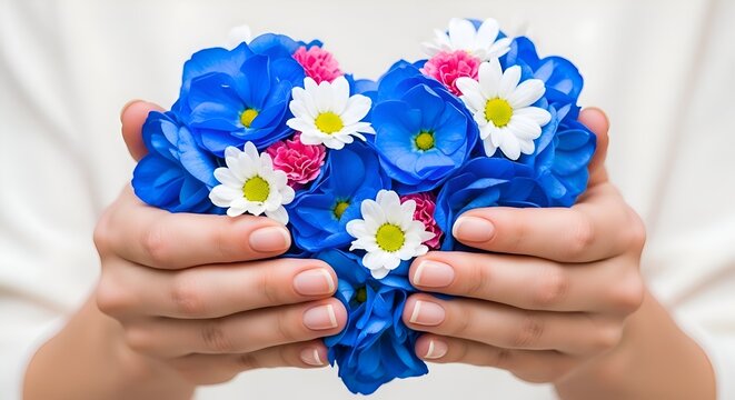 Heart with flowers, love and emotion concept, good hearted person, help and charity, mother day