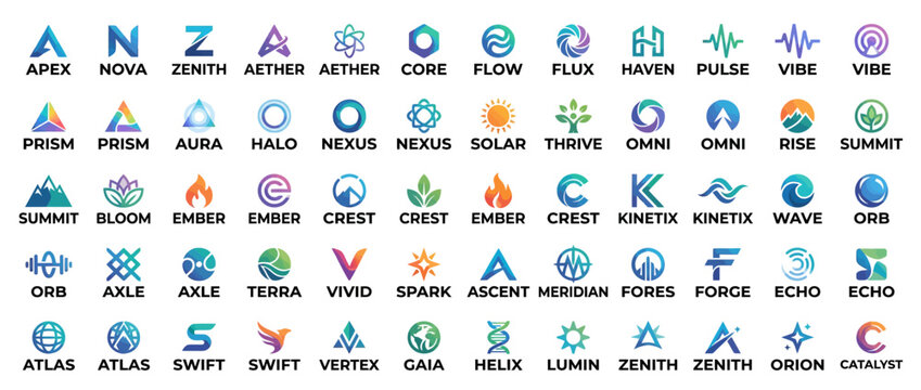 Collection of various symbolic logos and icons.