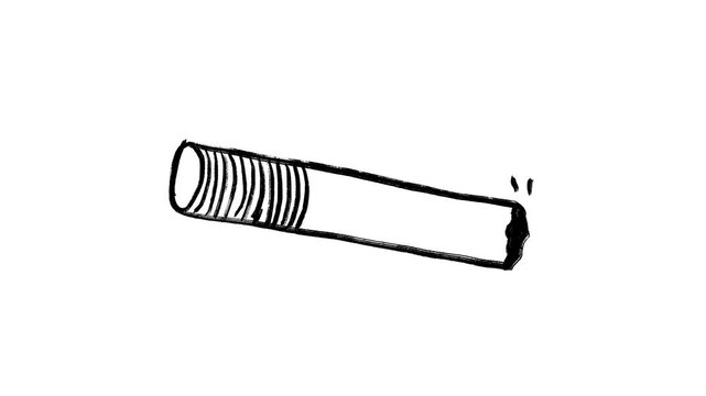 Animated Cigarette Scribble, Smoking, Tobacco, Nicotine, Health, Addicted, Hand Drawn Looping Animation on White Background