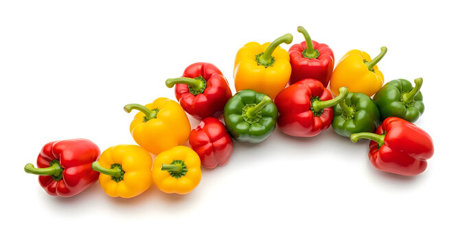 Assorted colorful bell peppers arranged in a visually appealing display