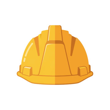 Front view of a yellow industrial safety helmet or hard hat vector illustration isolated on white background for construction, engineering, and occupational safety projects.